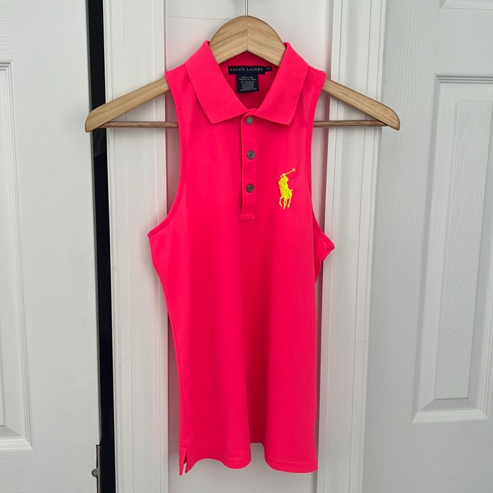 Ralph Lauren-new without tags. Holt pink racer back golf polo.